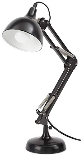 BRUBAKER Klassische Metall Schreibtischlampe Leselampe mit höhenverstellbarem Gelenk-Arm Schwarz