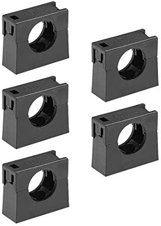 sourcing map Corrugated Tube Holder AD15.8 Plastic Mounting Bracket Pipe Clamp Clips with Double Struts 5Pcs