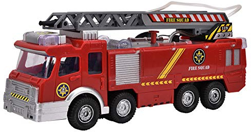 Tnfeeon Modelo de Camión de Bomberos Vehículos de Rescate con Música y Chorro de Agua, Juguete de Manejo de Accidentes de Emergencia para Niños