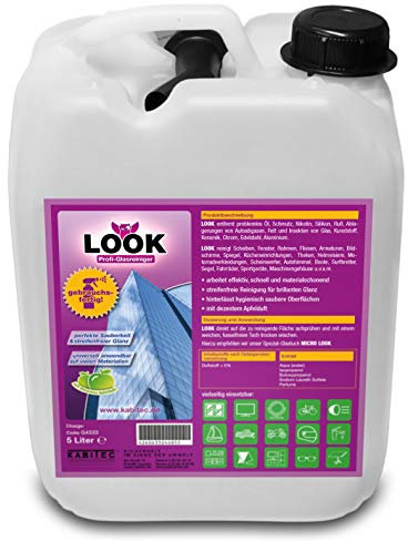 KABITEC LOOK Profi Glasreiniger, Fensterreiniger, streifenfrei brillanter Glanz, Universalreiniger, Oberflächenreiniger | 5 Liter Kanister, gebrauchsfertig