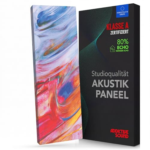 Addictive Sound Akustikbild Schallabsorber 148x50x6 cm, Abstract 2 | Breitbandabsorber ab 100 Hz, Kunstdruck auf Akustikstoff, EU-Produktion, Wand- und Deckenmontage-Set inklusive