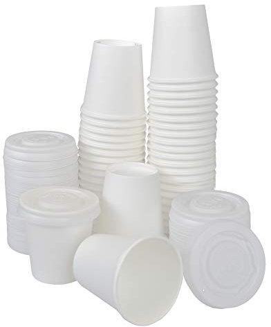 PZ 100 BICCHIERE IN CARTA CAFFE' CL 7 + PZ 100 COPERCHIO BIO IDEALI PER L'ASPORTO DI BEVANDE CALDE