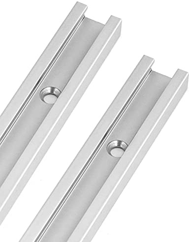 QWORK® 2er-Set T-Nut Schiene 600mm, Alu Gehrungsschiene Doppelschnittprofil für Tischsäge Router Tisch Holzbearbeitungswerkzeug