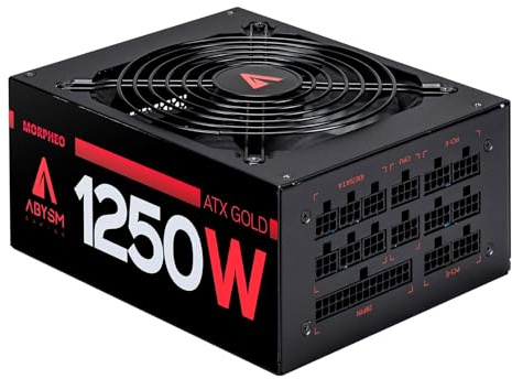 Abysm Gaming Morpheo 1250W – Fuente de Alimentación ATX Full Modular, 80 Plus Gold, Ultra Silenciosa, Condensadores Japoneses, PSU PC Gaming y Profesional, Compatible RTX/AMD, 5 Años Garantía