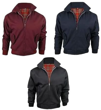 Gillicci Mens Retro Scooter Branded Classic Vintage 1970's Bomber Harrington Jacket Coat (Medium, Navy Blue)