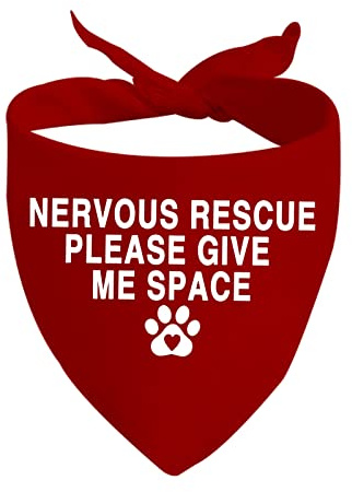 Generic Nervous Rescue In Training Give Space Dog Bandana Ask To Pet Dog Bandana Give Me Space (Rotes, Polyester, 70 cm x 34 cm)