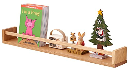 TREOAKWIS Wandregal Eiche 80cm Schweberegal Bücherregal Massiv Holz | Bücherregal Wand Für Küche Arbeitszimmer Wohnzimmer Gewürzregal