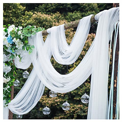 Egurs Tüllstoff Weiss 160cm Breite Tüll Deko Stoffe Weiß Chiffon Organza Stuhl Deko Hochzeit Dekostoff Transparent Querbehang Voile Vorhang für Hochzeit Party Geschenke Crafts Deko 160cm x 5 Meter