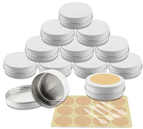 YANCAER 50 Pièces Pots en Aluminium Blanc de 30ml avec Couvercle - D52mm x H21mm Vide Ronde Cosmétiques Pot Conteneurs de Voyage pour Maquillage, Crème, Baume à Lèvres, Mini Bougies