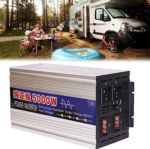 Inverter Onda Pura 5000w/6000w Invertitore di Potenza 12v/24v/48v/60v a 110v/220v Invertitore di Tensione Dc AC per Camper Auto Convertitore di Potenza,6000W24Vto-110V