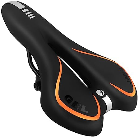 Gel Bike Seat Bicycle Saddle, MSDADA Bike Saddle for Men & Women, Waterproof Bicycle Seat Comfortable Soft Cushion for Road Bike, Cruiser, Mountain Bike, Exercise Bike, City Bikes(Orange)