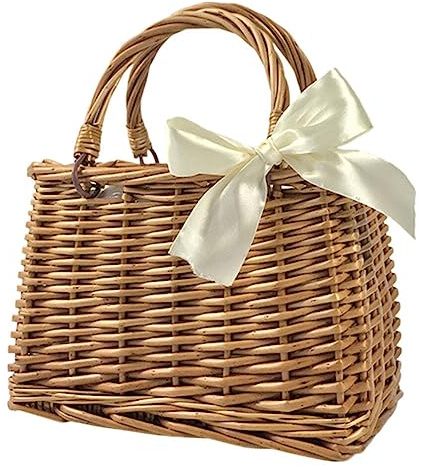 Homoyoyo Cesta De Flores Tejida Bolso De Mimbre Al Aire Flor De La Boda Bolso Tote Tejido Cuadrado Carteras para Mujer Tamaño Pequeño Bolsos Tejidos Niño Rota Bolsa De Cesta