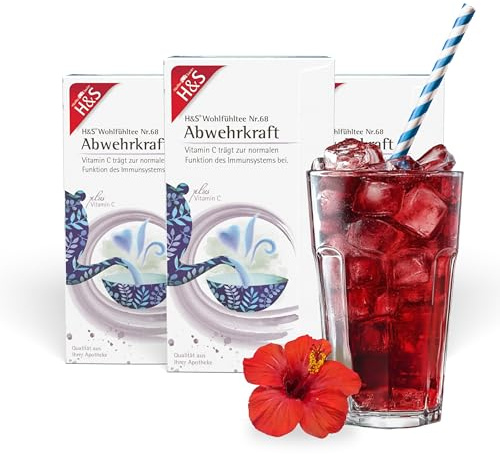 H&S Abwehrkraft mit Vitamin C Tee, 3 x 20 Beutel (à 1,8 g): Fruchtige und wohltuende Teemischung mit Vitamin C, 3er Pack