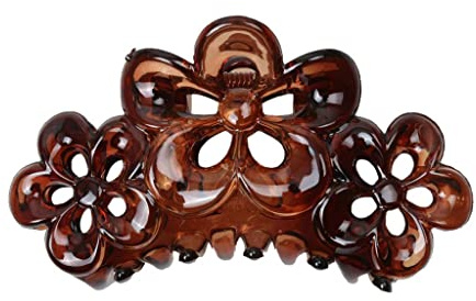 Tiuimk Haarklammer mit Blumenmotiv, groß, Braun: Haarklammer, 1 Stück, ca. 9 x 4,5 x 5 cm, für Erwachsene Frauen, klassisch, elegant, Hochzeit