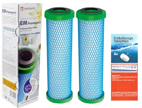 Prime Inventions 2x EM Premium 5 Wasserfilter für Carbonit-Geräte + Tabs