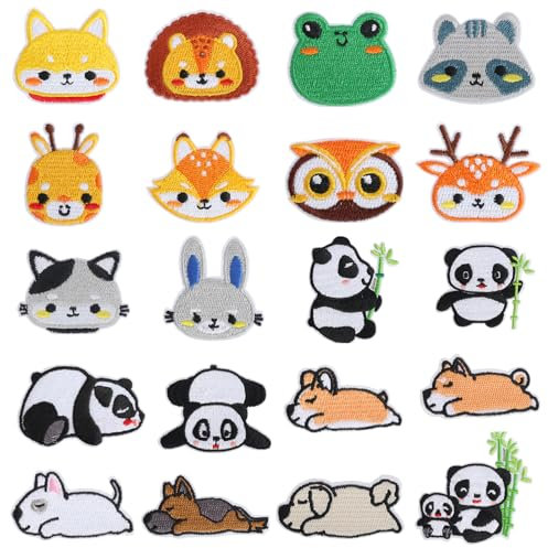 Bügelflicken Kinder, Bestickte Flicken zum Aufbügeln Kinder, Cartoon Bügelbilder für Textilien Erwachsene, Aufnäher Patches zum Aufbügeln, zum Ausbessern von Kleidung (20)