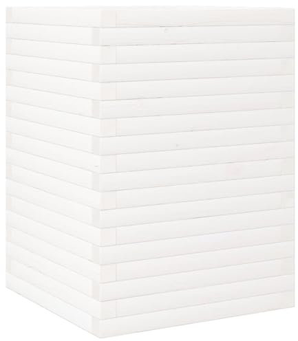 vidaXL Jardinière Blanc 50x50x68,5 cm Bois de pin Massif, jardinière d'extérieur, bac à Fleurs, bac à tomates, jardinière de terrasse