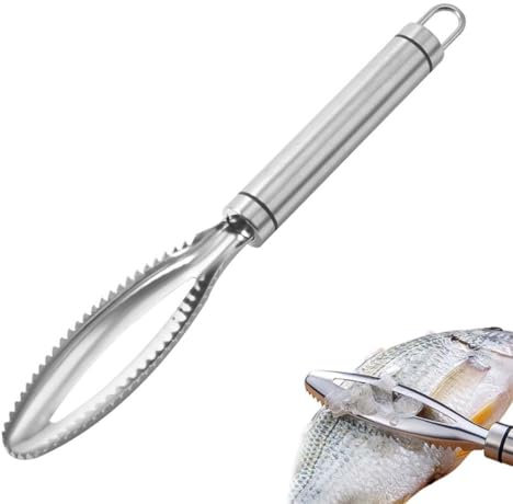 UEAVOID 1 Stück Fischentschupper Edelstahl,Fischentschupper,Profi Fisch Scaler Scraper,Fischschaber für Küche Fisch KüChenhelfer(25 * 3.7cm)