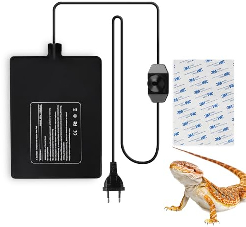 SWAWIS 11W Tapis Chauffant Terrarium, Coussin Chauffant Reptile Réglable avec Contrôle de Température pour Tortue Serpent Lézard Gecko Araignée Élevage d'Insectes, 0-50℃ Heat Mat Terrarium(15x20cm)