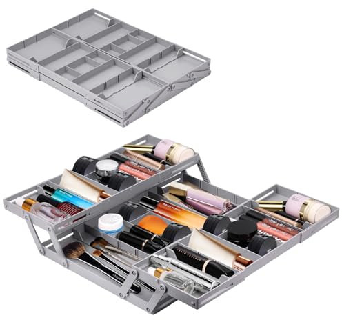 2/2 Tier Expandable Schubladen Organizer, Ausziehbare Drawer Organizer, Faltbare Desktop Organizer Box, Storage Organizer Tray mit verstellbaren Fächern für Kosmetik, Küche Gadgets, Kommoden, Schmuck