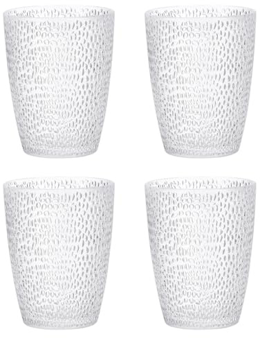 QUARKZMAN 290ml Vasos Acrílicos para Bebida, 4Pcs Vasos de Plástico Acrílico Reutilizables Inastillables Irrompibles para Lavavajillas para Hogar Exteriores Restaurante, Transparente