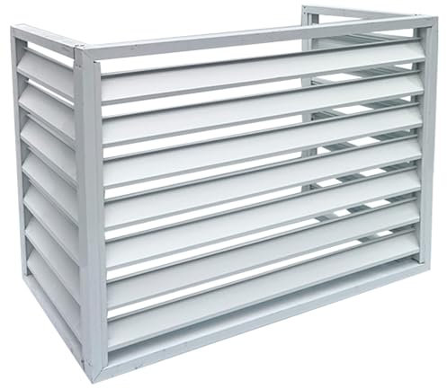 Klimaanlagen Abdeckung aus Aluminium für Außengeräte Dekorativer Bildschirm Der Klimaanlage Sichtschutz Zäune(Weiß,110x60x80cm)