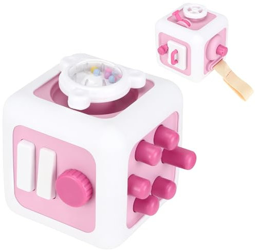 Luziyun Montessori Spielzeug 6 in 1 Montessori, Motorikwürfel Motorikspielzeug Mit Schaltern, Knöpfen, Spiegeln, Ventilatoren, Montessori Spielzeug ab 1 Jahr