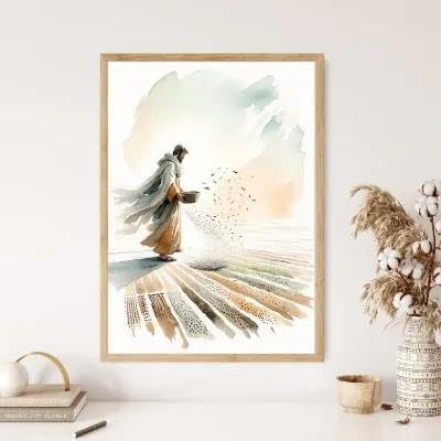 Yocheng Paraboles de Jésus Affiche Croyants Chrétiens Aquarelle Peinture Impression Sur Toile Porche Maison Mur Art Décoration Peinture Suspendue 40x50cm sans cadre