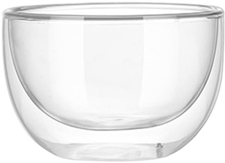 YGDYFDC Ensaladera Madera Ensaladera De Frutas Transparente, Cuenco De Vidrio De Doble Capa For El Hogar, Vajilla De Vidrio Resistente Al Calor De Borosilicato Ensaladera Portatil(500ml)
