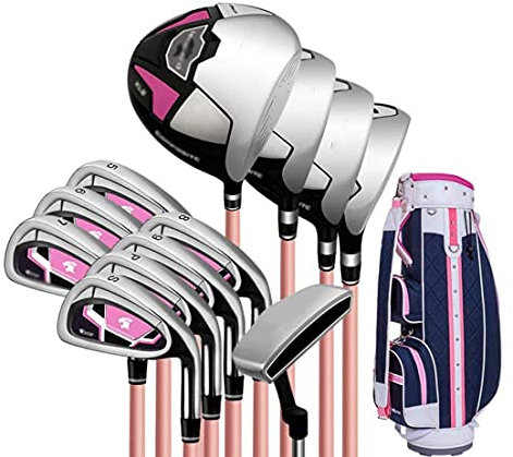 Golfklubbset för damer, golfklubbset för kvinnor, komplett högerhänt golfklubbset, golfklubbset med golfklubbor och stativväska för kvinnor och nybörjare.