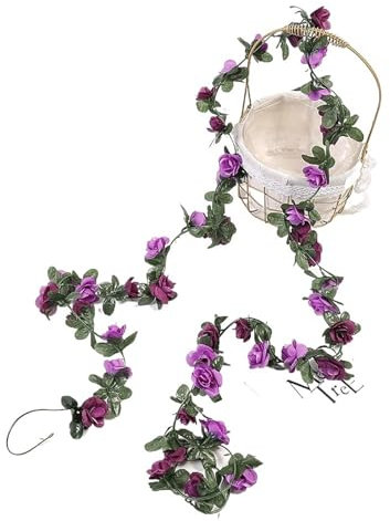 Fleurs Artificielles Deco 2.5M Rose Fleurs Mur Lierre Vignes Chambre Décor Guirlande De Mariage Maison Printemps Décoration Artificielle Liana Jardin Arch Fausse Plante Vigne Guirlande Plante Artifici
