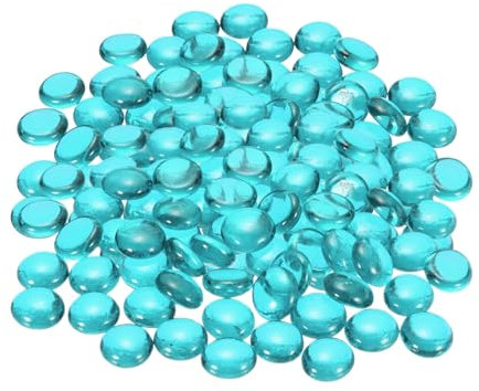 QUARKZMAN Perle di vetro per caminetti, marmi di vetro rotondi ghiaia ciottoli riflettenti per riempitivi di vasi per acquari di pesci, 1000g/2.2lbs, Blu