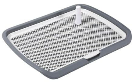 Milageto Pot de Toilette pour Chien, Toilettes d'entraînement pour Chien, Plateau d'entraînement en Maille pour Pipi, Support pour Coussinet de Pipi, Gris
