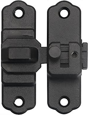 SDGBCXD, Türschnalle aus Edelstahl, 90 ° Tor-Klappriegel, Robustes schwarzes Doppeltor-Verriegelungsschloss for Scheunentor, Zaun, Kabine ，Schiebe Schloss.(Black Short)
