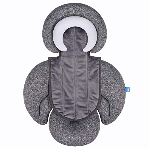 INFANZIA 2-in-1 Head & Body Support for Baby Newborn Infants - Extra Soft Stroller Cushion Pads Car Seat Insert, Perfect for Bouncer, Strollers, Swings (Grey)