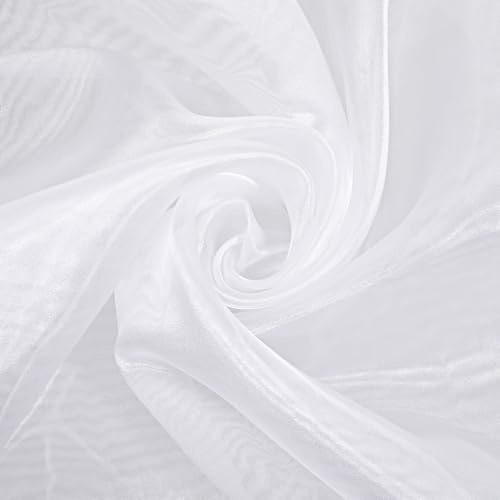 Organza Stoff, Weiß 2 m x 1,5 m Tüll Stoff, Braut Solide Transparente Organza Rolle, Breite Seidenstoff für Hochzeitsfeier Dekoration Brautdusche Tutu Rolle Netzband Spule Band Verpackung
