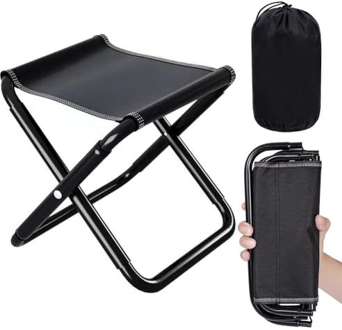 Fouvin Sgabello pieghevole portatile, pieghevole, da campeggio, pieghevole, con custodia, mini sgabello pieghevole per viaggi, escursioni, pesca, giardinaggio, spiaggia