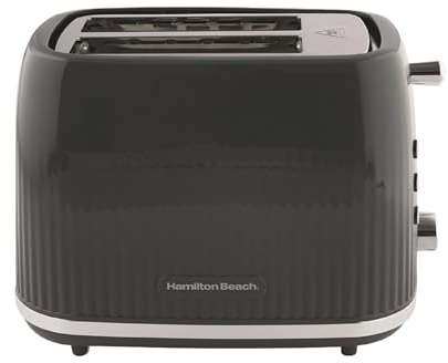 Hamilton Beach Toaster 2 Slice, Miami, 800W, Wide Slots, 7 Browning Levels, Defrost, Reheat & Cancel Functions, Removable Crumb Tray, Cord Storage, Charcoal Grey - HB1420CH