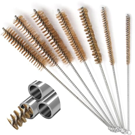 7 Stück Rohrbürste, Strohhalm Bürste, Rohrreinigungsbürste, Drahtbürste Rund, Bohrlochbürste, Messing Zylinderbürste, für Rohrrohr Reinigung Schlacken, (8mm/10mm/12mm/14mm/18mm/20mm/25mm)