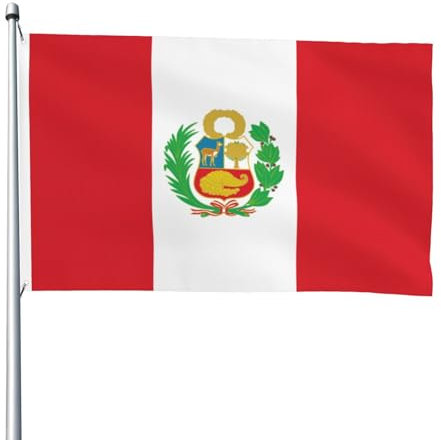 Bandera de Perú - Bandera de doble cara de 4 x 6 pies, pancarta resistente para exteriores y jardín, perfecta para dormitorio y jardín