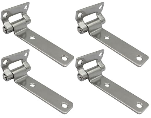 4 Stück T-förmige Türklappenscharniere, Edelstahl, robuste Scharniere, 135 x 58 mm, Dämpfungsscharniere für LKW, Van, Wohnwagen, Anhänger