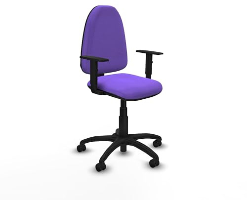 Piqueras y Crespo - Silla Oficinista Aýna con Brazos 1D. Equipado con Contacto Permanente Básico y Espuma de Corte. con Ruedas Autofrenantes. Lila