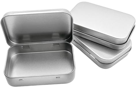 mkemka Metalldöschen 4 Stück Metall Boxen Blechdose mit Deckel Tragbare Mini-Silberne Metallbox kleine Aufbewahrungsbox Minibox Heim-Organizer für Zuhause Sügigkeiten Ohrringe Kleinen Gegenständen