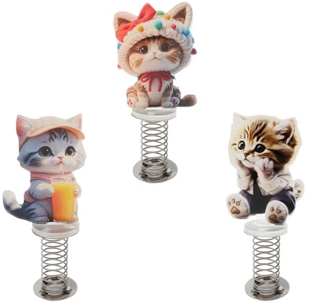 KQDRAVINE 3 Piezas de Gatos Cabezones para el Coche, Figuras Cabezonas Acrílicas en 2D para el Coche, Figuras de Gatos para Decorar Manillares de Bicicleta