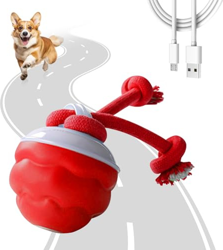 Infreecs Interaktives Hundespielzeug gegen Langeweile, Automatischer aktiver Rollball mit Schwanz für Hunde, lustiges bewegliches intelligentes Hundespielzeug, wiederaufladbarer beweglicher Hundeball