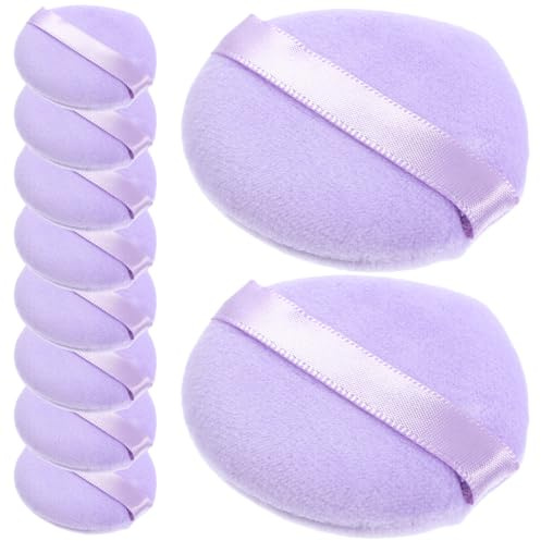 DECORNIJIA 10 Pièces Houpette de Maquillage pour Poudre Houppette à Poudre pour Visage Petite Houppette