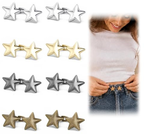 Botones Ajustables para Jeans, 8 Pares, 4 Colores