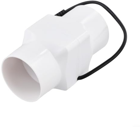 Potente ventilador de conducto en línea de 12 V, 60 mm para ventilación de invernadero, extractor de bajo ruido, con acabado blanco de flujo de aire de 90 m³/h (blanco 60 mm)