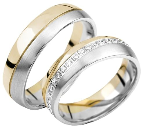 2x Eheringe Partnerringe Trauringe Verlobungsringe Freundschaftsringe Gold Plattiert *mit Gravur und Steinen*