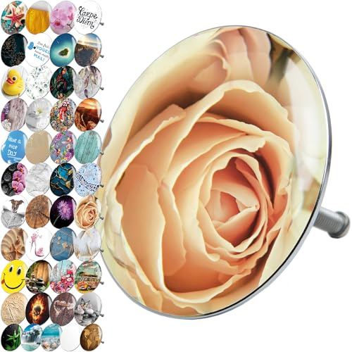 Sanilo Badewannenstöpsel, viele schöne Stöpsel für die Badewanne zur Auswahl, universal mit Motiv (Rosa Rose)